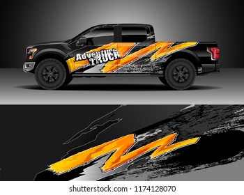 Truck decal wrap design vector. Graphic abstract stripe racing background kit designs for wrap vehicle, race car, rally, adventure and livery