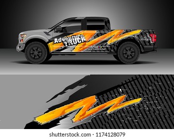 Truck decal wrap design vector. Graphic abstract stripe racing background kit designs for wrap vehicle, race car, rally, adventure and livery