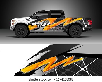 Truck decal wrap design vector. Graphic abstract stripe racing background kit designs for wrap vehicle, race car, rally, adventure and livery