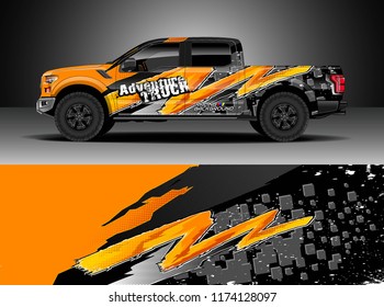 Truck decal wrap design vector. Graphic abstract stripe racing background kit designs for wrap vehicle, race car, rally, adventure and livery