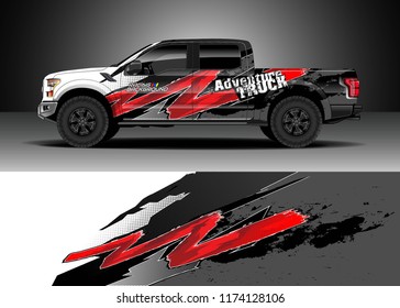 Truck decal wrap design vector. Graphic abstract stripe racing background kit designs for wrap vehicle, race car, rally, adventure and livery