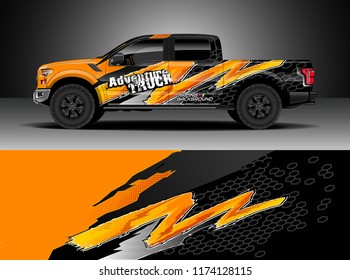 Truck decal wrap design vector. Graphic abstract stripe racing background kit designs for wrap vehicle, race car, rally, adventure and livery