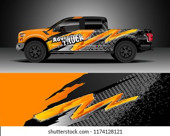 Truck decal wrap design vector. Graphic abstract stripe racing background kit designs for wrap vehicle, race car, rally, adventure and livery
