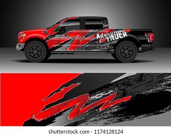 Truck decal wrap design vector. Graphic abstract stripe racing background kit designs for wrap vehicle, race car, rally, adventure and livery