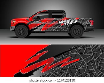 Truck decal wrap design vector. Graphic abstract stripe racing background kit designs for wrap vehicle, race car, rally, adventure and livery