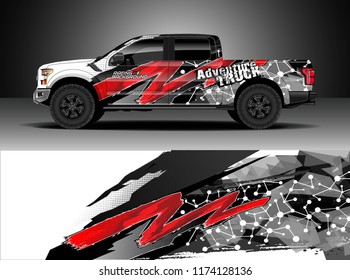 Truck decal wrap design vector. Graphic abstract stripe racing background kit designs for wrap vehicle, race car, rally, adventure and livery