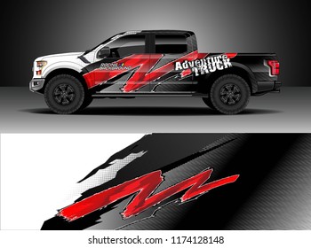 Truck decal wrap design vector. Graphic abstract stripe racing background kit designs for wrap vehicle, race car, rally, adventure and livery
