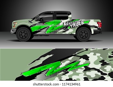 Truck decal wrap design vector. Graphic abstract stripe racing background kit designs for wrap vehicle, race car, rally, adventure and livery