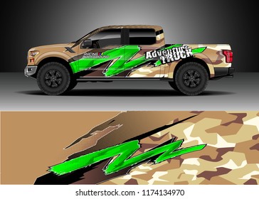 Truck decal wrap design vector. Graphic abstract stripe racing background kit designs for wrap vehicle, race car, rally, adventure and livery