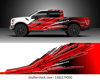 Truck decal wrap design vector. Graphic abstract stripe racing background kit designs for wrap vehicle, race car, rally, adventure and livery