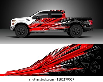 Truck decal wrap design vector. Graphic abstract stripe racing background kit designs for wrap vehicle, race car, rally, adventure and livery