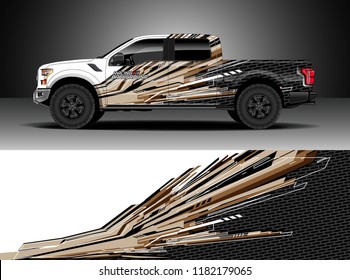 Truck decal wrap design vector. Graphic abstract stripe racing background kit designs for wrap vehicle, race car, rally, adventure and livery