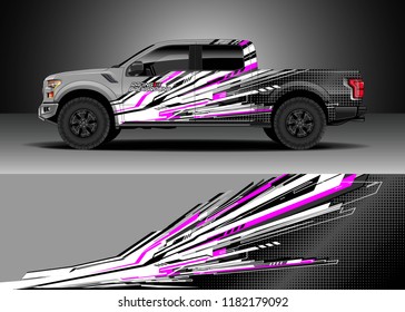 Truck decal wrap design vector. Graphic abstract stripe racing background kit designs for wrap vehicle, race car, rally, adventure and livery