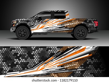 Truck decal wrap design vector. Graphic abstract stripe racing background kit designs for wrap vehicle, race car, rally, adventure and livery
