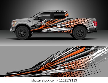 Truck decal wrap design vector. Graphic abstract stripe racing background kit designs for wrap vehicle, race car, rally, adventure and livery
