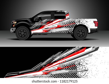 Truck decal wrap design vector. Graphic abstract stripe racing background kit designs for wrap vehicle, race car, rally, adventure and livery