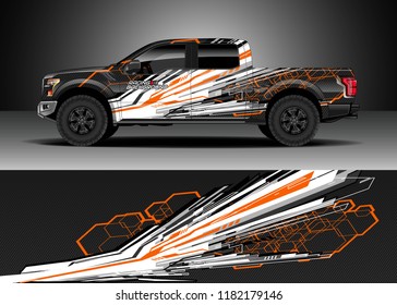 Truck decal wrap design vector. Graphic abstract stripe racing background kit designs for wrap vehicle, race car, rally, adventure and livery