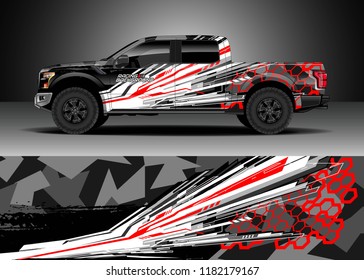 Truck decal wrap design vector. Graphic abstract stripe racing background kit designs for wrap vehicle, race car, rally, adventure and livery
