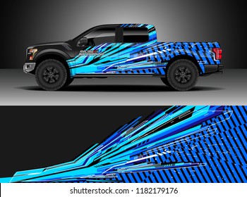 Truck decal wrap design vector. Graphic abstract stripe racing background kit designs for wrap vehicle, race car, rally, adventure and livery