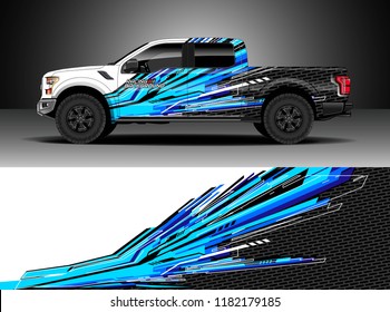 Truck decal wrap design vector. Graphic abstract stripe racing background kit designs for wrap vehicle, race car, rally, adventure and livery
