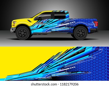 Truck decal wrap design vector. Graphic abstract stripe racing background kit designs for wrap vehicle, race car, rally, adventure and livery