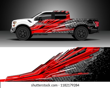Truck decal wrap design vector. Graphic abstract stripe racing background kit designs for wrap vehicle, race car, rally, adventure and livery