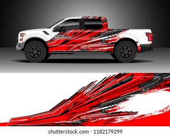 Truck decal wrap design vector. Graphic abstract stripe racing background kit designs for wrap vehicle, race car, rally, adventure and livery