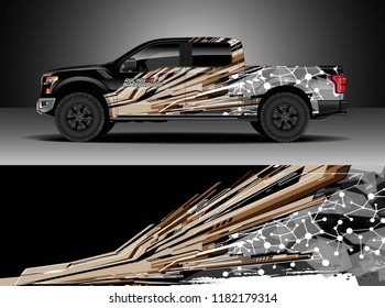 Truck decal wrap design vector. Graphic abstract stripe racing background kit designs for wrap vehicle, race car, rally, adventure and livery