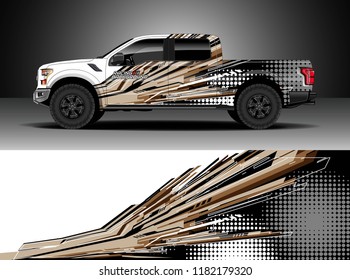 Truck decal wrap design vector. Graphic abstract stripe racing background kit designs for wrap vehicle, race car, rally, adventure and livery