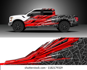 Vector de diseño de envoltura de calcomanías de Coche. Diseños gráficos abstractos para el kit de fondo de banda para envolver vehículos, camión de carreras, rally, aventura y livings