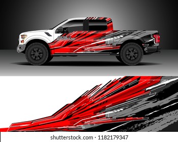 Truck decal wrap design vector. Graphic abstract stripe racing background kit designs for wrap vehicle, race car, rally, adventure and livery