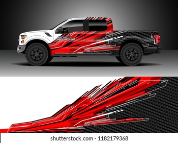 Truck decal wrap design vector. Graphic abstract stripe racing background kit designs for wrap vehicle, race car, rally, adventure and livery