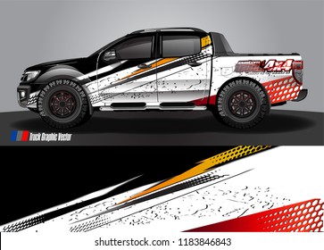 Truck decal wrap design vector. abstract racing graphic stripe background kit for vehicle vinyl, race car sticker, and rally livery  