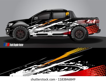 Truck decal wrap design vector. abstract racing graphic stripe background kit for vehicle vinyl, race car sticker, and rally livery  