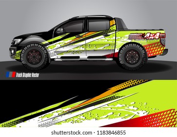 Truck decal wrap design vector. abstract racing graphic stripe background kit for vehicle vinyl, race car sticker, and rally livery  