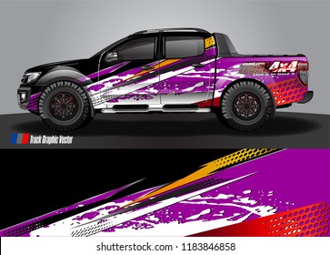 Truck decal wrap design vector. abstract racing graphic stripe background kit for vehicle vinyl, race car sticker, and rally livery  