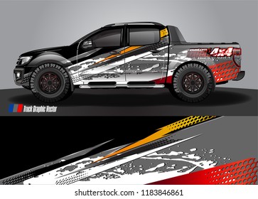 Truck decal wrap design vector. abstract racing graphic stripe background kit for vehicle vinyl, race car sticker, and rally livery  