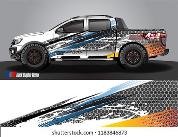 Truck decal wrap design vector. abstract racing graphic stripe background kit for vehicle vinyl, race car sticker, and rally livery  
