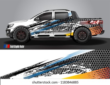 Truck decal wrap design vector. abstract racing graphic stripe background kit for vehicle vinyl, race car sticker, and rally livery  