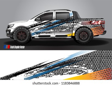 Truck decal wrap design vector. abstract racing graphic stripe background kit for vehicle vinyl, race car sticker, and rally livery  