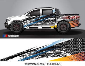 Truck decal wrap design vector. abstract racing graphic stripe background kit for vehicle vinyl, race car sticker, and rally livery  
