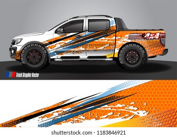 Truck decal wrap design vector. abstract racing graphic stripe background kit for vehicle vinyl, race car sticker, and rally livery  