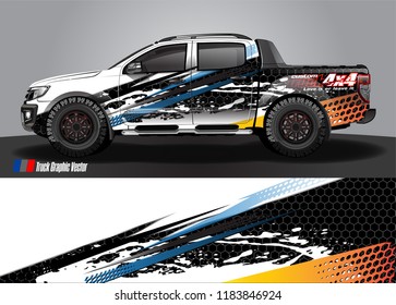Truck decal wrap design vector. abstract racing graphic stripe background kit for vehicle vinyl, race car sticker, and rally livery  