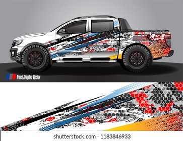 Truck decal wrap design vector. abstract racing graphic stripe background kit for vehicle vinyl, race car sticker, and rally livery  