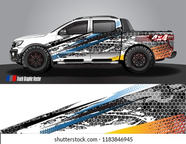 Truck decal wrap design vector. abstract racing graphic stripe background kit for vehicle vinyl, race car sticker, and rally livery  