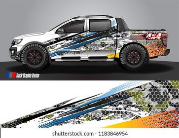 Truck decal wrap design vector. abstract racing graphic stripe background kit for vehicle vinyl, race car sticker, and rally livery  