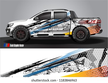 Truck decal wrap design vector. abstract racing graphic stripe background kit for vehicle vinyl, race car sticker, and rally livery  
