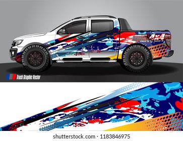 Truck decal wrap design vector. abstract racing graphic stripe background kit for vehicle vinyl, race car sticker, and rally livery  