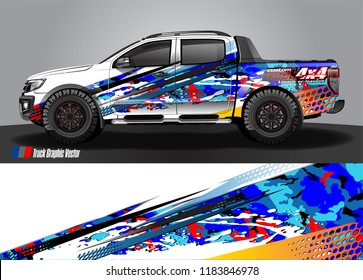 Truck decal wrap design vector. abstract racing graphic stripe background kit for vehicle vinyl, race car sticker, and rally livery  