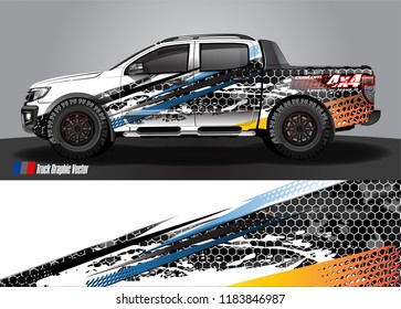 Truck decal wrap design vector. abstract racing graphic stripe background kit for vehicle vinyl, race car sticker, and rally livery  